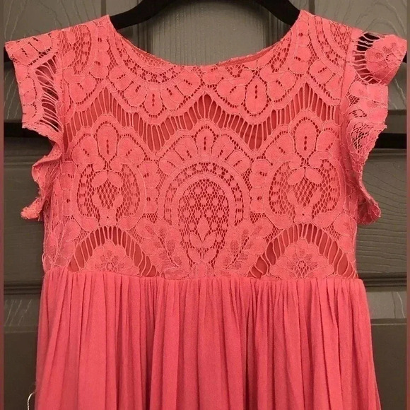 NWT JOYFOLIE Macy Dress Lace Crochet Bodice (3 Girls) Color Wild Rose - Picture 4 of 13